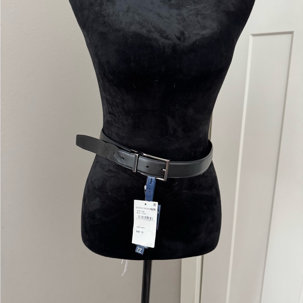 Penguin Black Leather Belt 32